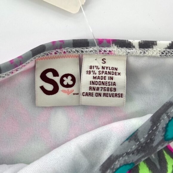 So Swimsuit Bikini Bottoms Juniors Sz S Pink Multicolor Geometric Chevron - Picture 4 of 6